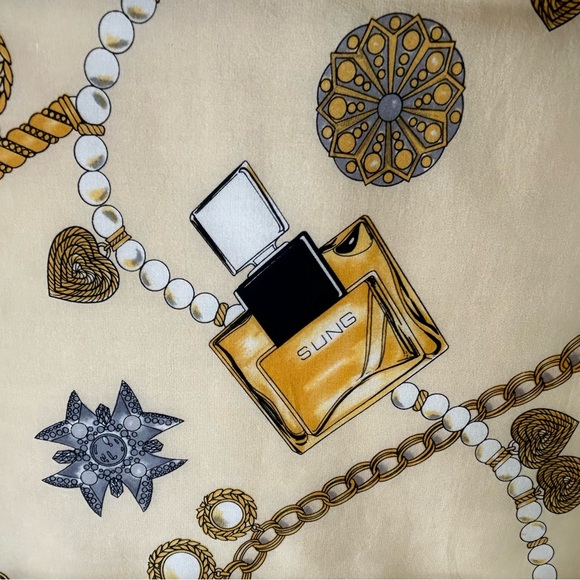 •Alfred Sung Silk Signed Brand Logo Square Vintage Scarf 33”x35”Handrolled - Picture 13 of 15